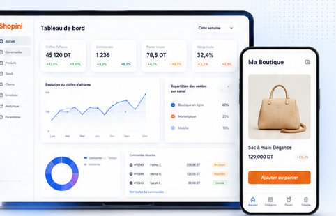 معاينة Shopini Commerce على الكمبيوتر والهاتف