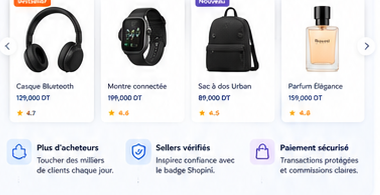 معاينة Marketplace Shopini وبطاقات المنتجات ومزايا البائعين